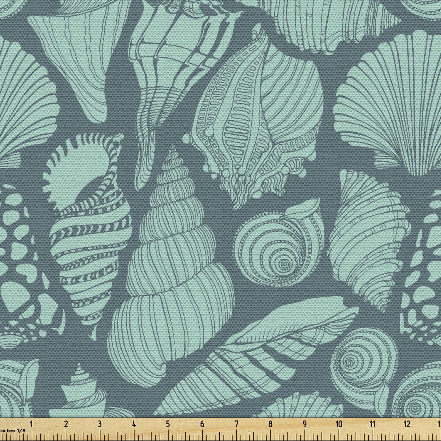 Ocean Shell Textiles Shells Upholstery Fabric by the Yard, Marine Concept Elements Design of ...