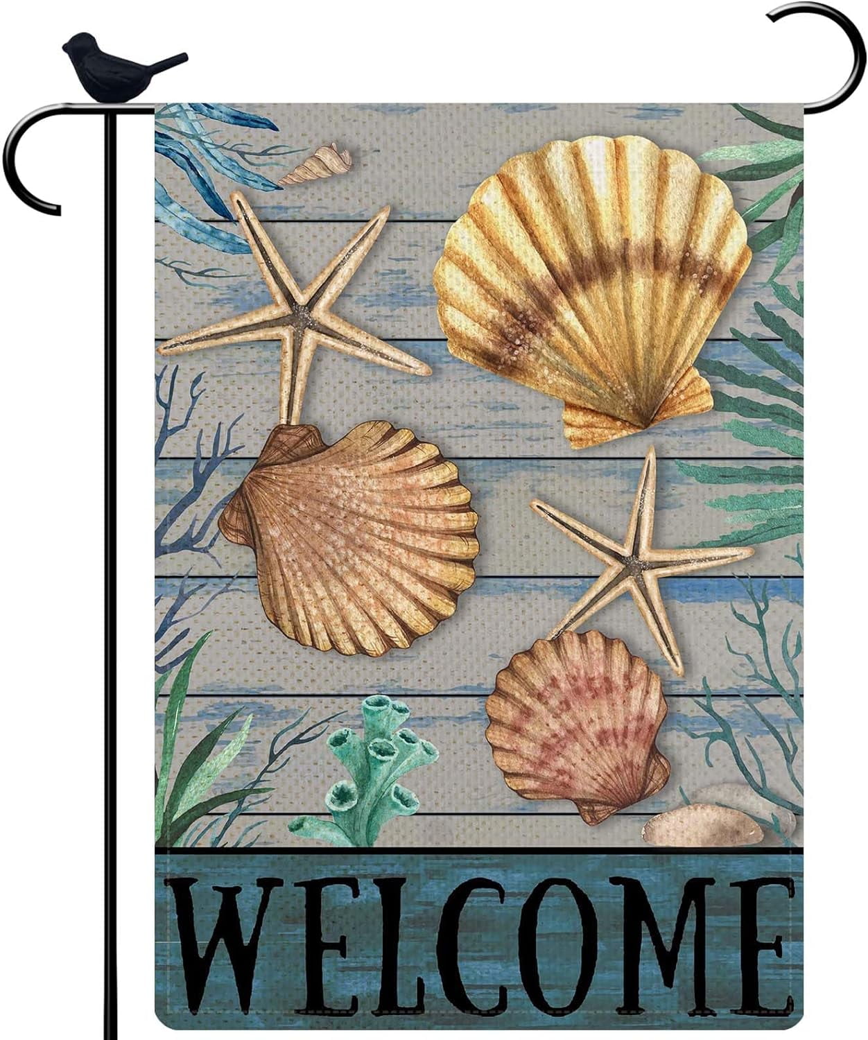 Shells Welcome Summer Nautical Small Garden Flag Double Sided 28x40 ...