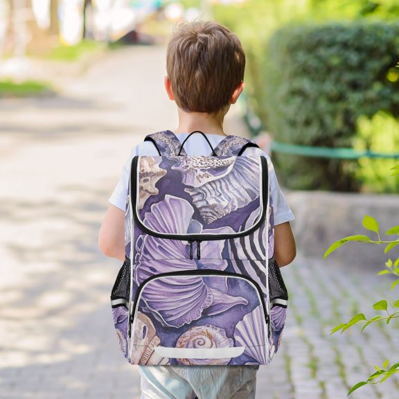 Shells Zebra Stripe Backpack Big Laptop Backpack Casual Daypack Quilted Large Capacity Large Bookbags