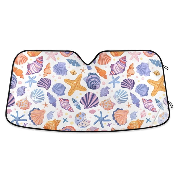 Shells and Starfish Car Windshield Sun Shade Foldable Car Front Window Visor Heat and UV Protection 53x23.5