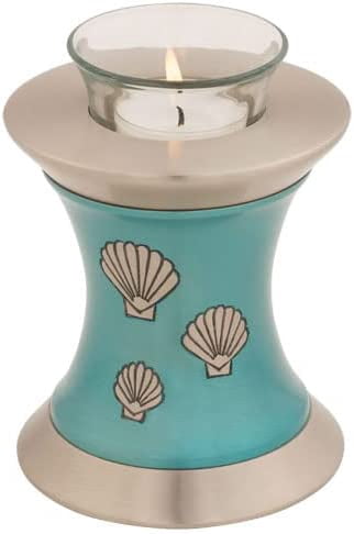 Shells of The Sea Tealight Cremation Urn for Ashes, Brass Memorial ...