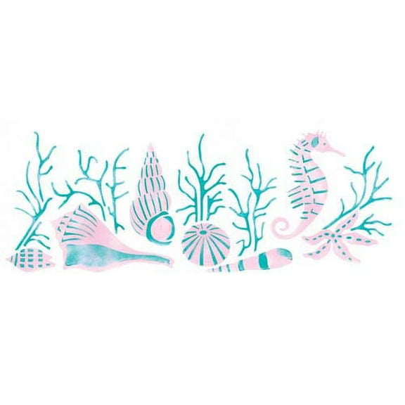 Shells with Seahorse Wall Stencil SKU #1838 by Designer Stencils