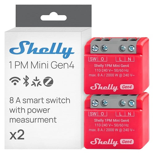Shelly 1PM Mini Gen4 1PM Mini Gen4 Smart Relay: Wi-Fi and Zigbee Compatible Relay Module, Bluetooth Gateway with Shelly BLU