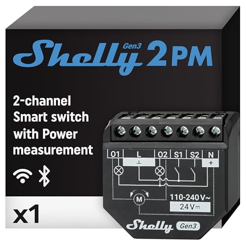 Shelly 2PM Gen3 | WiFi 2-Channel Smart Relay Switch with Power Metering | Home Automation | Roller Shutters, Blinds, Gates Control | Remote Control | Alexa & Google Home | iOS Android App$$Electrical