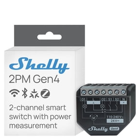 Shelly 2PM Gen4 16A 2-Channel (2x10A) Smart Relay with Power Measurement (Wi-Fi, Matter & Zigbee)