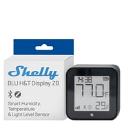 Shelly BLU H&T Display ZB Black, Bluetooth & Zigbee Operated Temperature & Humidity Levels Sensor, E-Paper Display, Home Assistant, Alexa, Google Home, Real-Time Monitoring, Long-Life Battery