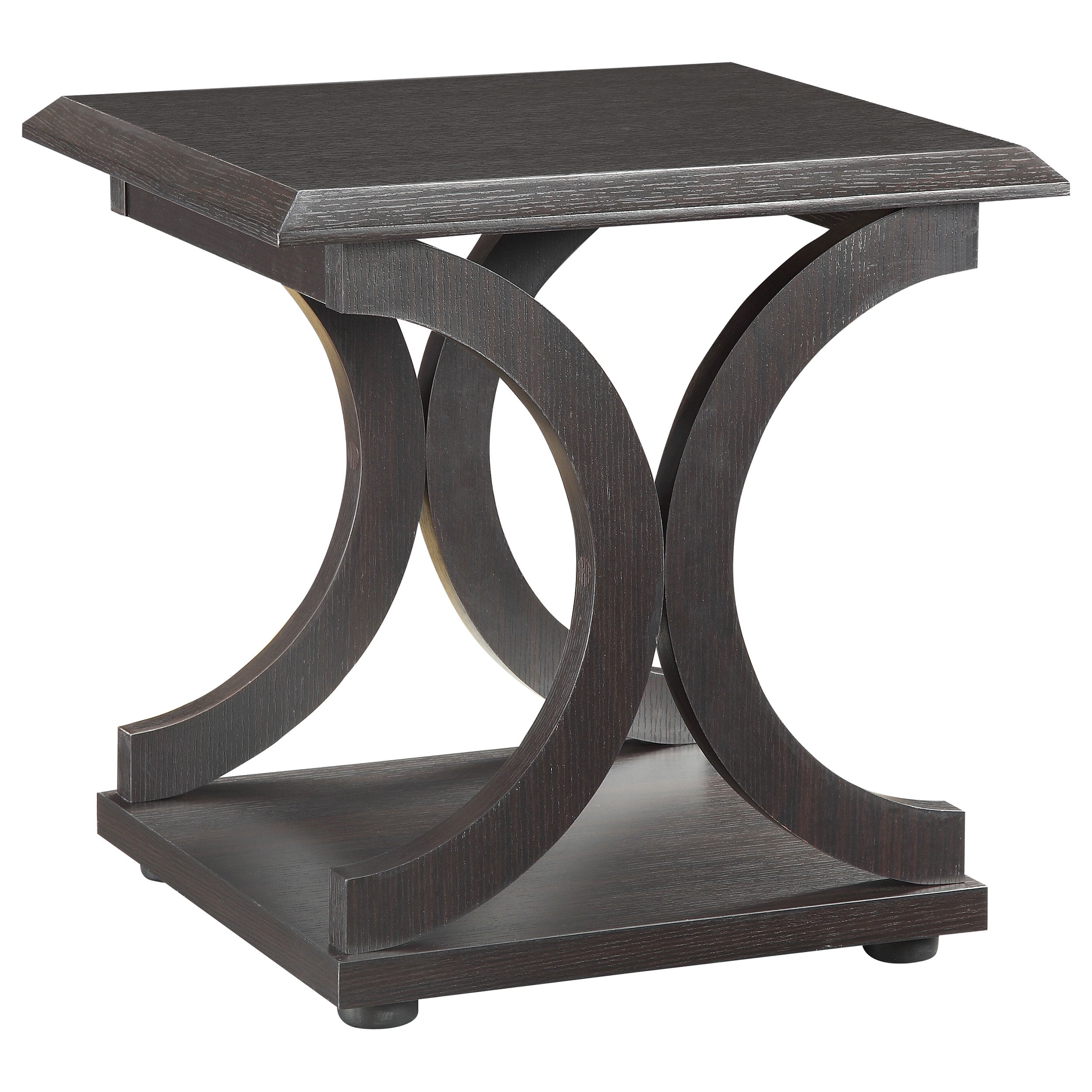 Transitional Black Wood Rectangular End Table with Shelf