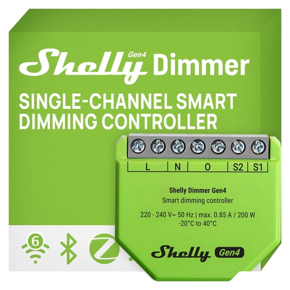 Shelly Dimmer Gen4 US |Smart Dimming Controller | No neutral wire needed | Compatible with Alexa, Google Home, Smart Things