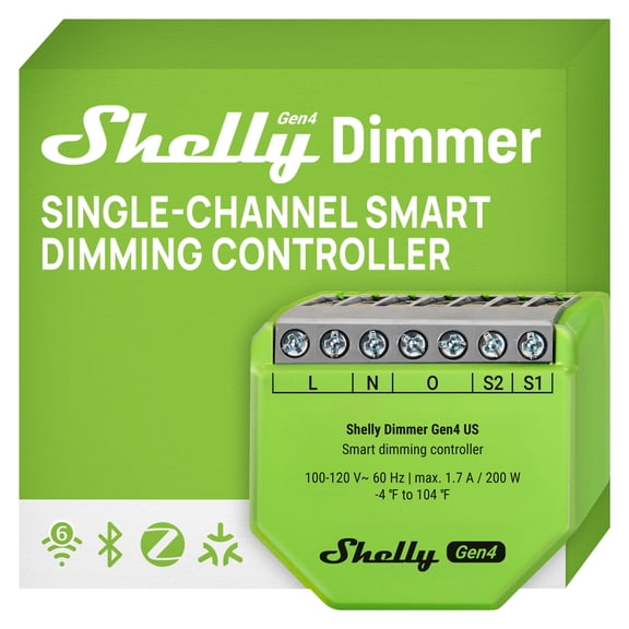 Shelly Dimmer Gen4 US |Smart Dimming Controller | No neutral wire needed | Compatible with Alexa, Google Home, Smart Things