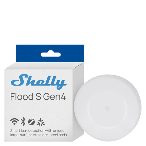 Shelly Flood S Gen4- Smart Water Leak & Flood Sensor, Matter, Wi-Fi 6, Zigbee 3.0, Bluetooth, IP67