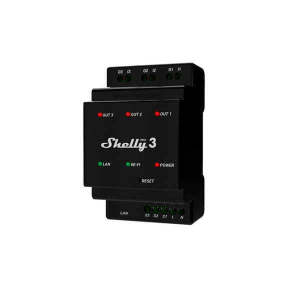 Shelly Pro 3 | Wi-Fi, LAN & Bluetooth 3-Channel Smart Relay | Home & Facility Automation | Compatible with Alexa & Google Home | Lights Automation | Controller for Motorized Valve