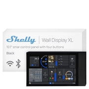 Shelly Wall Display XL Black 10.1" In-Wall Smart Home Control Panel, HD Touchscreen, Wi-Fi 6 Dual Band, Bluetooth 5.4, 5A Relay, 4 Custom Buttons, Speakers, Proximity & Lux Sensors