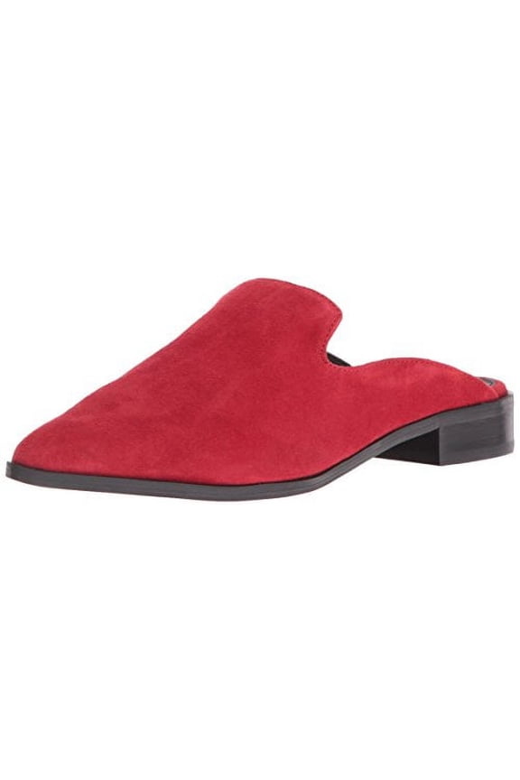 Cantara Red Suede Flat Loafer Design Pointed Toe Mule Slide Shoes (Red Suede, 5)
