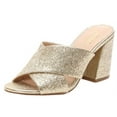 thumbnail image 1 of Shellys London Dana Sandals Gold Glitter open Toe Chunky Heel Mule Sandals (Gold, 39), 1 of 2