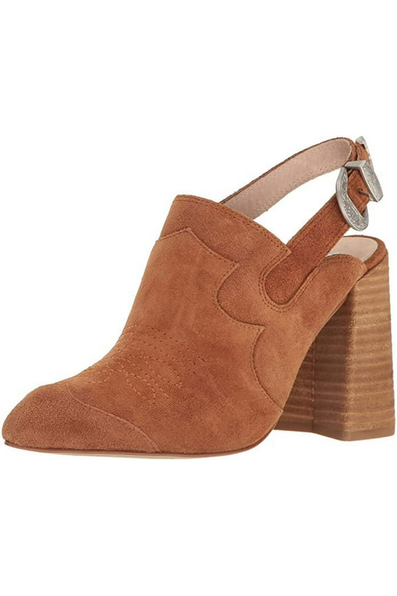 Donna Tan Suede Pointed Toe Slingback Mule High Heel Pump Booties (Tan, 9)