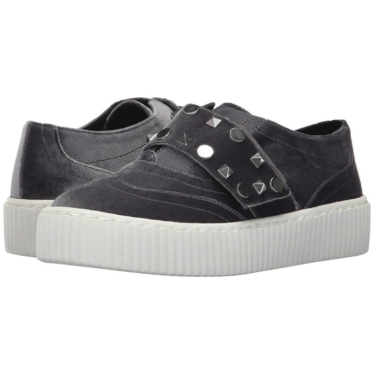 Shellys London Elsie Grey Velvet Shoe Embellished Slip-On White