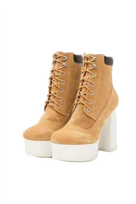 Evan Tan Suede Lace Up Platform Lug sole Jeffrey Ankle Boots (Tan, 7)