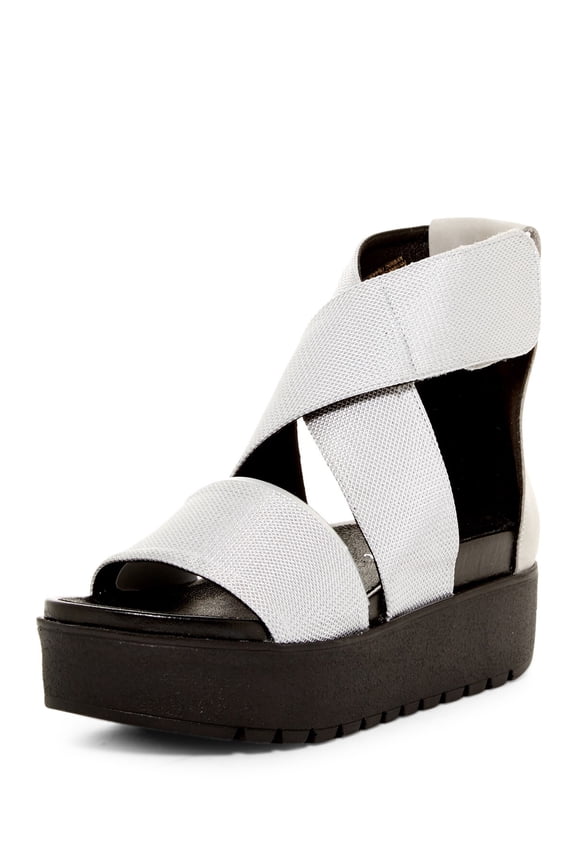 Kyler Silver Criss-Cross Fitted Strap Flatform Platform Sandals (Silver, 37)