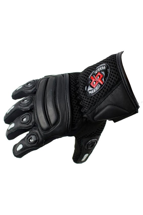 1254-L Perrini Pro Biker Motorcycle Riding Genuine Leather Racing Gloves, Large