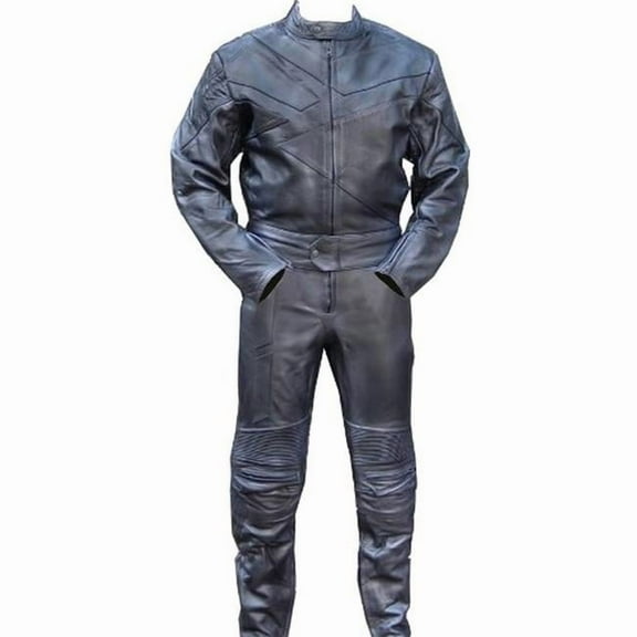 Shelter 333BK-S Motorcycle Riding Racing Track Suit with padding All Leather Drag Suit - Black, Small - 2 Piece