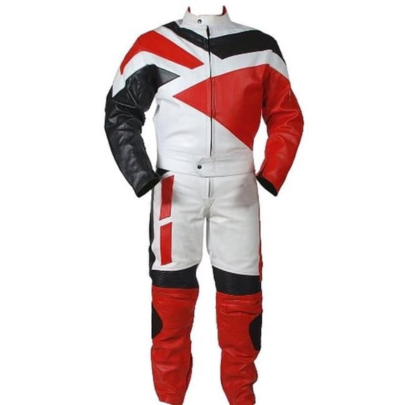 Shelter 333R-XL Motorcycle Riding Racing Track Suit with padding All Leather Drag Suit - Red, Extra Large - 2 Piece