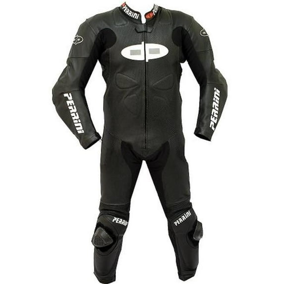 Shelter 343BK-48 Perrinis Fusion Motorcycle Racing Leather Suit, Black - Size 48