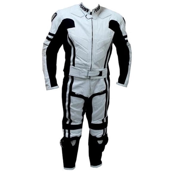 Shelter 363W-50 Perrini Ghost Motorcycle Racing Leather Suit with Metal Waist Zipper - 2 Piece, Size - 50