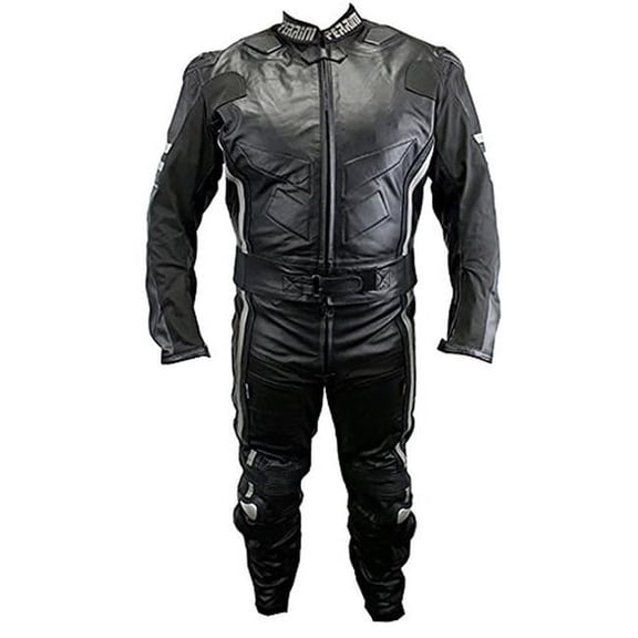 Shelter 364-52 Perrini Ghost II Motorcycle Racing Leather Suit with Metal Waist Zipper - 2 Piece, Size - 52