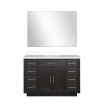Shelter 48 in W x 22 in D Black Oak Single Bath Vanity, Cultured Marble Top and 46 in Mirror