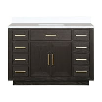 Shelter 48 in W x 22 in D Brown Oak Single Bath Vanity and White Quartz Top