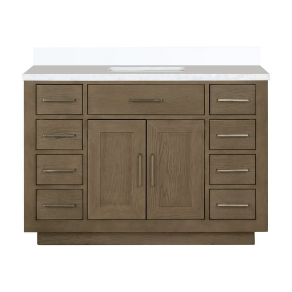 Shelter 48 in W x 22 in D Grey Oak Single Bath Vanity and Cultured Marble Top