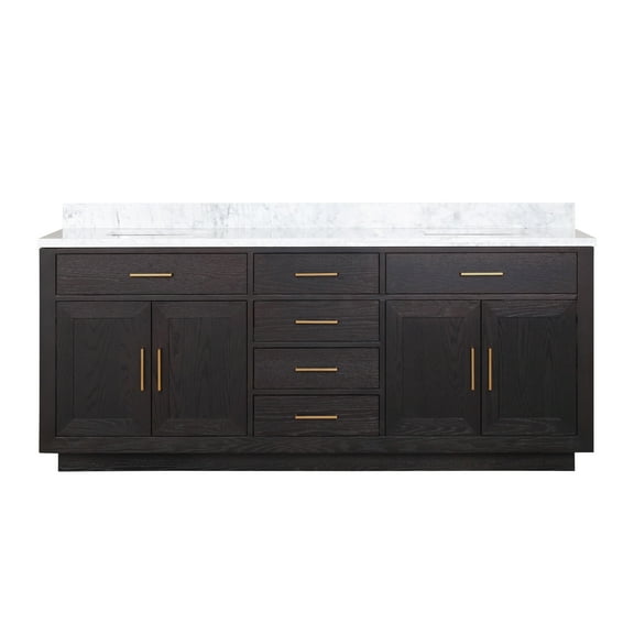 Shelter 80 in W x 22 in D Black Oak Double Bath Vanity and Carrara Marble Top