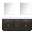thumbnail image 1 of Shelter 84 in W x 22 in D Brown Oak Double Bath Vanity, Carrara Marble Top and 36 in Mirrors, 1 of 9