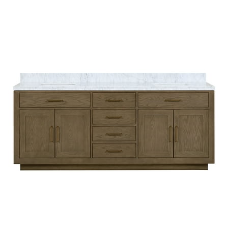 Shelter 84 in W x 22 in D Grey Oak Double Bath Vanity and Carrara Marble Top