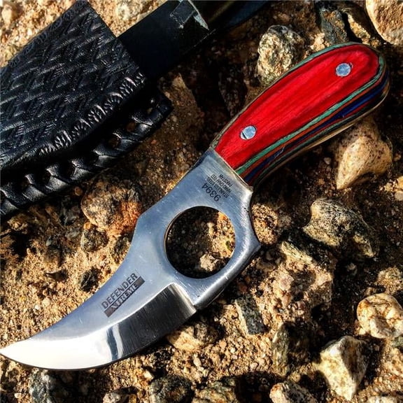 Shelter 9394 6 in. Skinner Knife with Multi-Color Handle & Leather Sheath