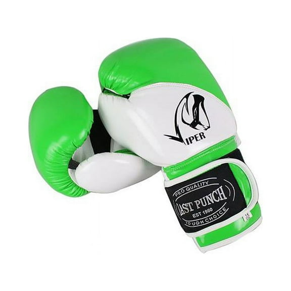 Shelter 9523-12 12 oz Last Punch Viper Boxing Gloves, White & Green - Adult