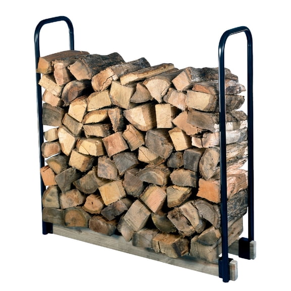 Shelter Adjustable Firewood Log Rack Holder Kit - Heavy Duty Steel - Adjustable Length, Black — Standard Mounting Hardware, Drop-In Replacement