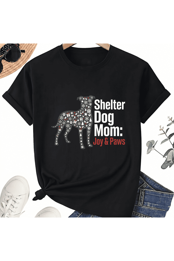 Shelter Dog Moms Christmas In July Graphic T-Shirt, Shelter Dog Paw Text