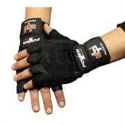 Shelter  Fingerless Gloves Leather Working Out - Weight Lifting, Large - Black