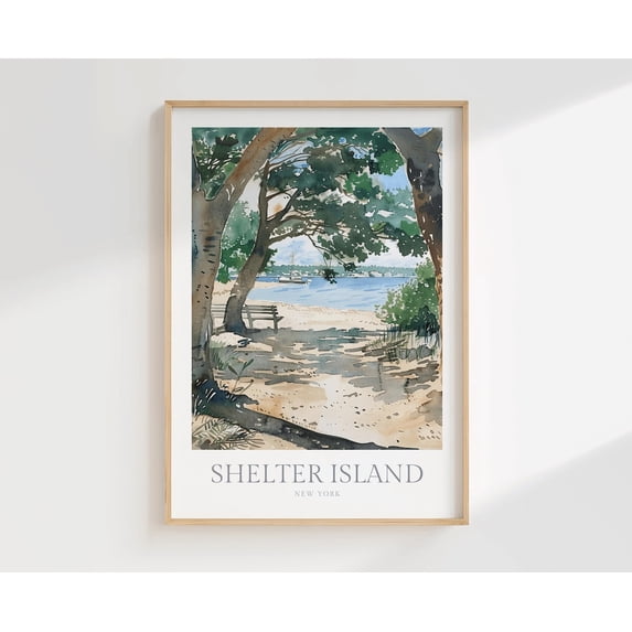 Shelter Island Art Home Decor New York State Poster Poster, Unframed Size 8x12
