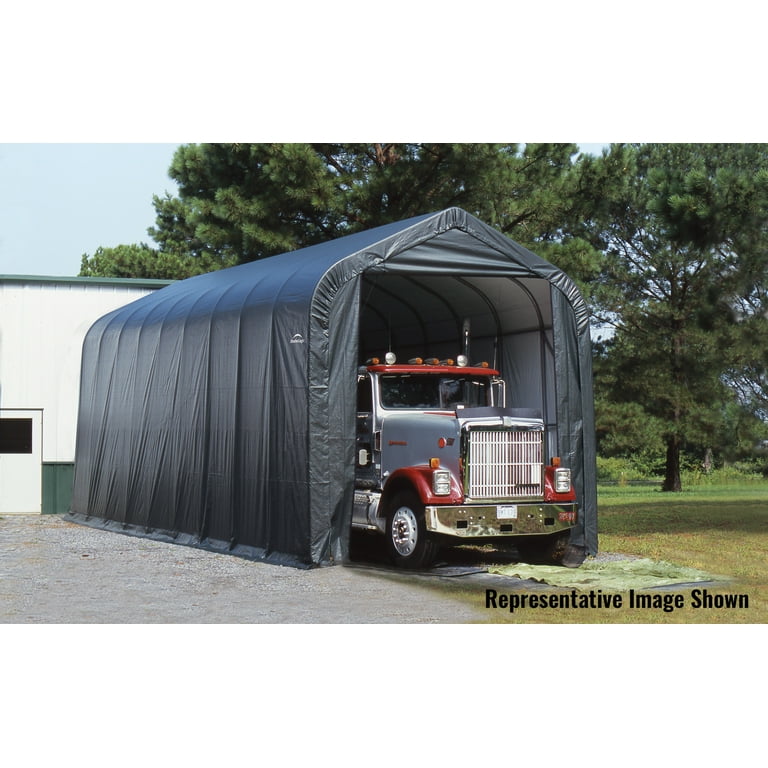 ☆ROUTE66 GARAGE type36 LB Ver ShelterLogic Metal Carport, 16 x 36 ft. Peak-Style Outside