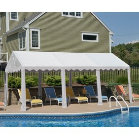 ShelterLogic 10'x20' Outdoor Canopy Waterproof Shade Tent Camping Gazebo Storage Shelter Pavilion Cater for Party Wedding Events BBQ, White