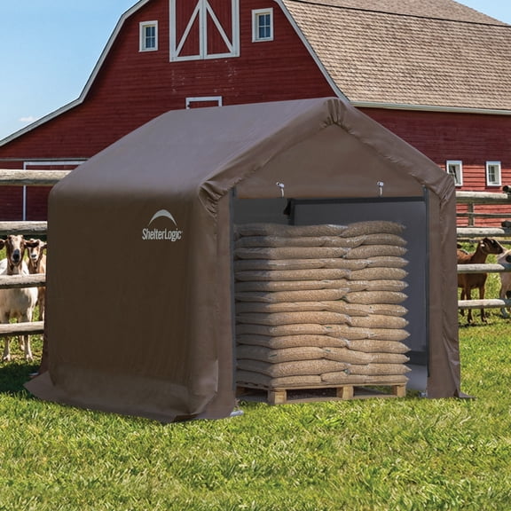 ShelterLogic 6 x 6 x 6 ft Grey AG Run-In 3-in-1 Loafing Shed - Brown