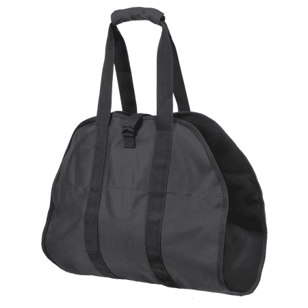ShelterLogic 90418 Heavy-Duty Open Ended Water-Repellent Polyester Log Holder Firewood Carrier Bag, Black for Fireplace Firepit Campfire