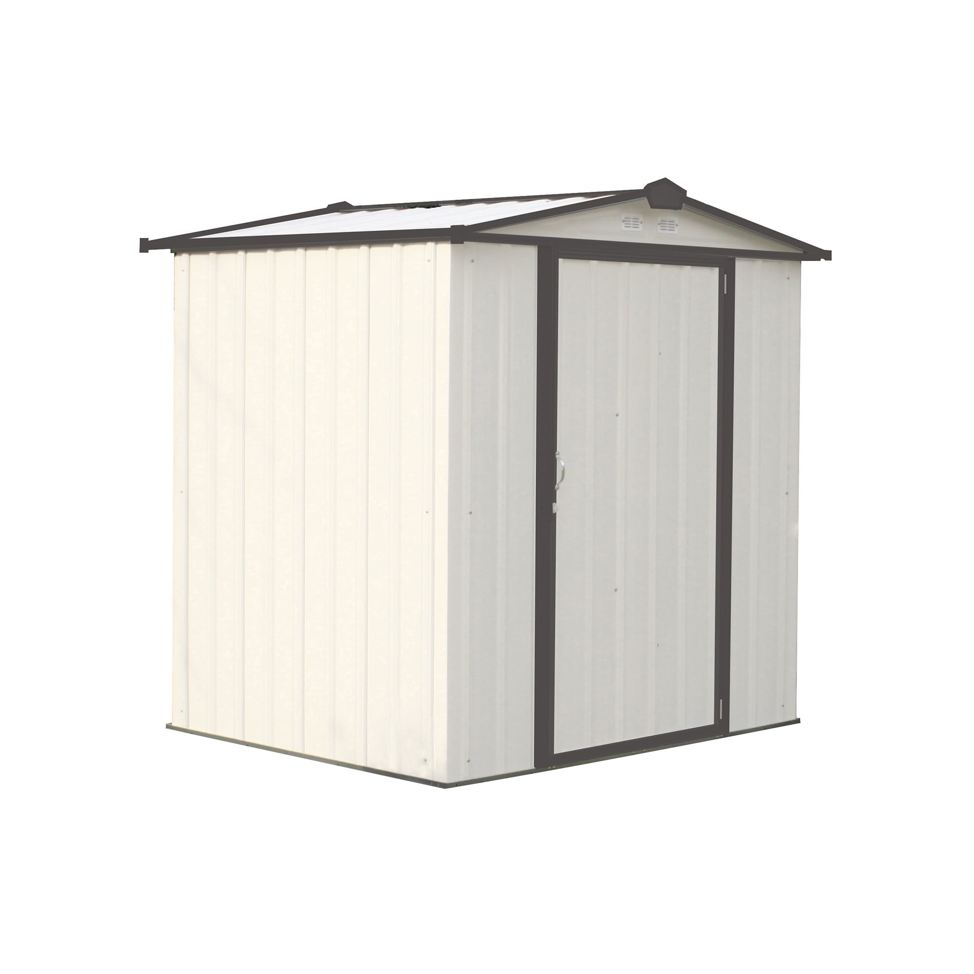 Cream and Charcoal 6' x 5' Steel Storage Shed with Swing Door
