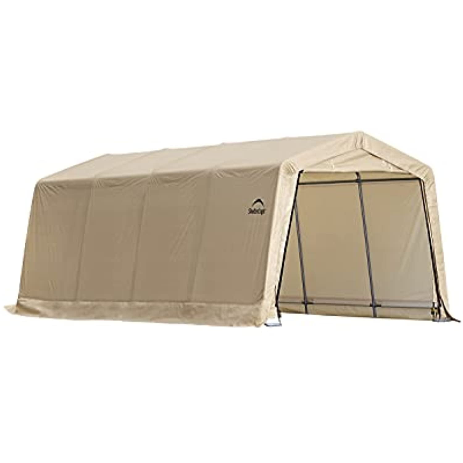ShelterLogic AutoShelter Instant Garage, 10 x 20 x 8 ft, Sandstone, Peak Style, Carport Car Shelter Storage Solution