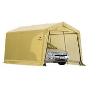 ShelterLogic AutoShelter Instant Garage، 10 x 15 x 8 ft، Sandstone، Peak Style، Carport Car Shelter Storage Solution