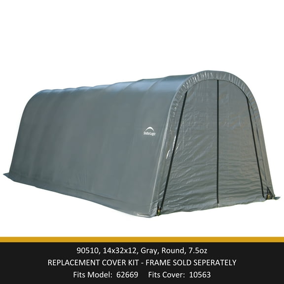 ShelterLogic Garage-in-a-Box Round Top 14x32x12 Replacement Cover kit Round 7 oz Gray  ( Frame not included )
