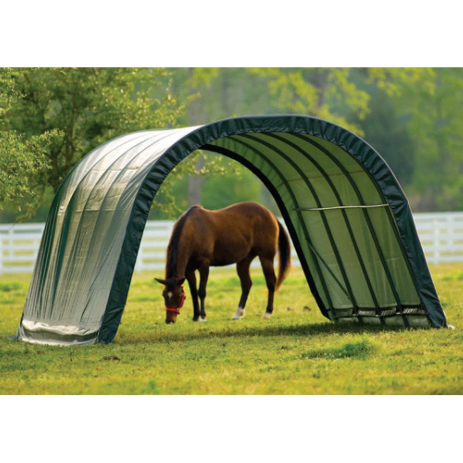 ShelterLogic Round Style Run-in Shelter, Green, 12 x 20 x 8 ft.
