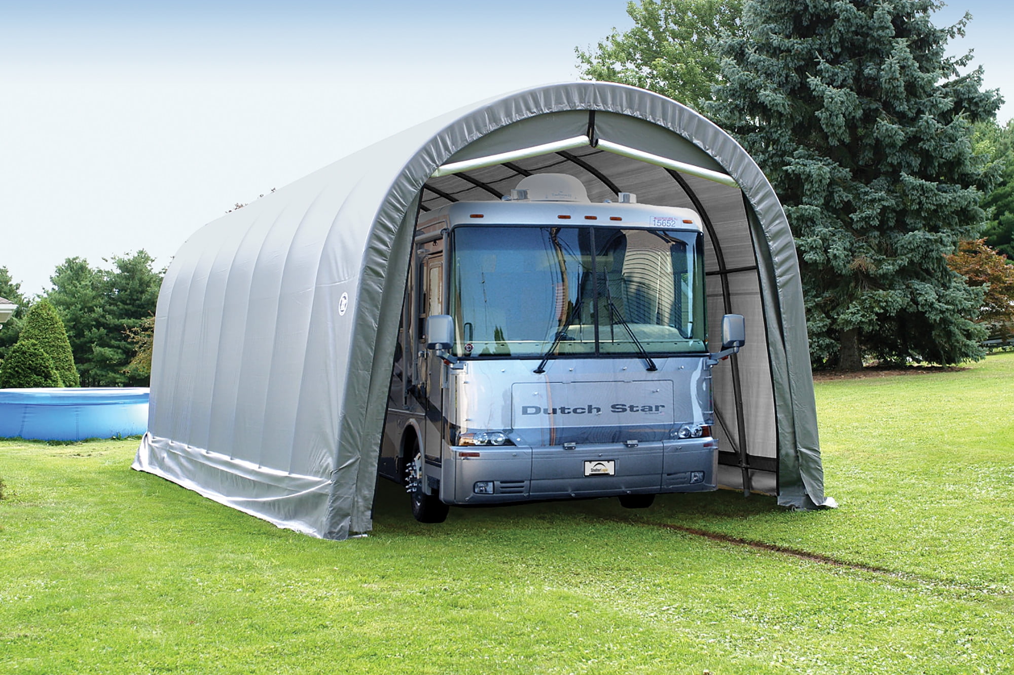 ShelterLogic RoundTop 14x32x12 ft. Instant Garage - All-Season Fabric-Covered Shelter for  RVs, Trucks, Boats, Cars